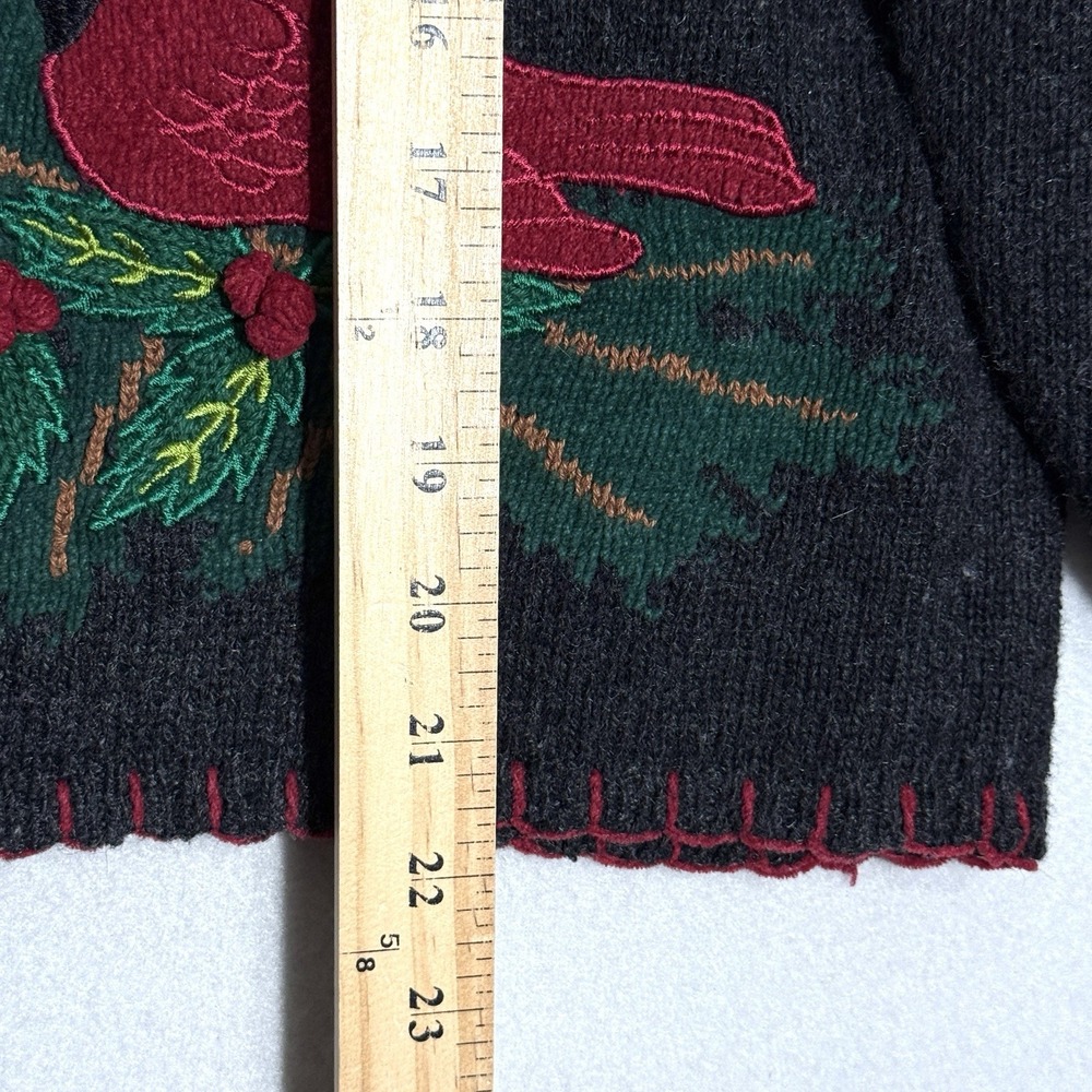 Vintage Christmas Sweater‎ Women Medium Cardigan Cardinal Holly Embroidered 90s - Picture 13 of 13
